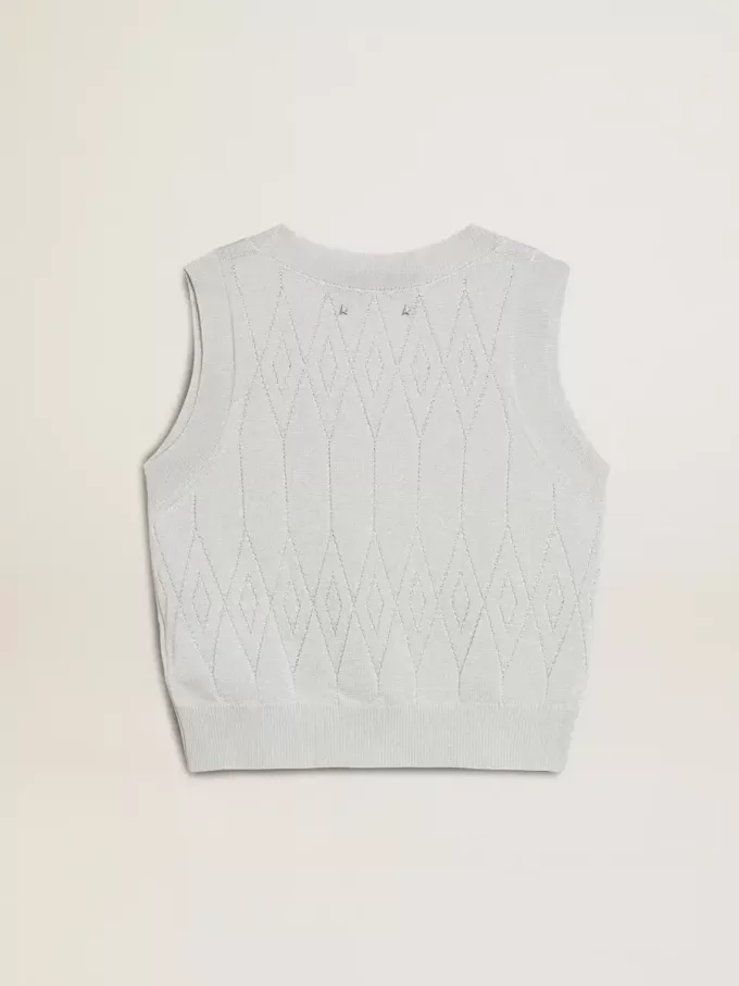 Camiseta sin mangas de punto azul celeste para mujer Camiseta sin mangas de punto azul celeste para mujer