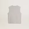 Camiseta sin mangas gris para mujer con estampado amarillo Camiseta sin mangas gris para mujer con estampado amarillo