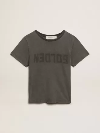 Camiseta slim fit desgastada en gris antracita