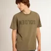 Camiseta de algodón para hombre en blanco envejecido con estampado en el corazón Camiseta de algodón para hombre en blanco envejecido con estampado en el corazón