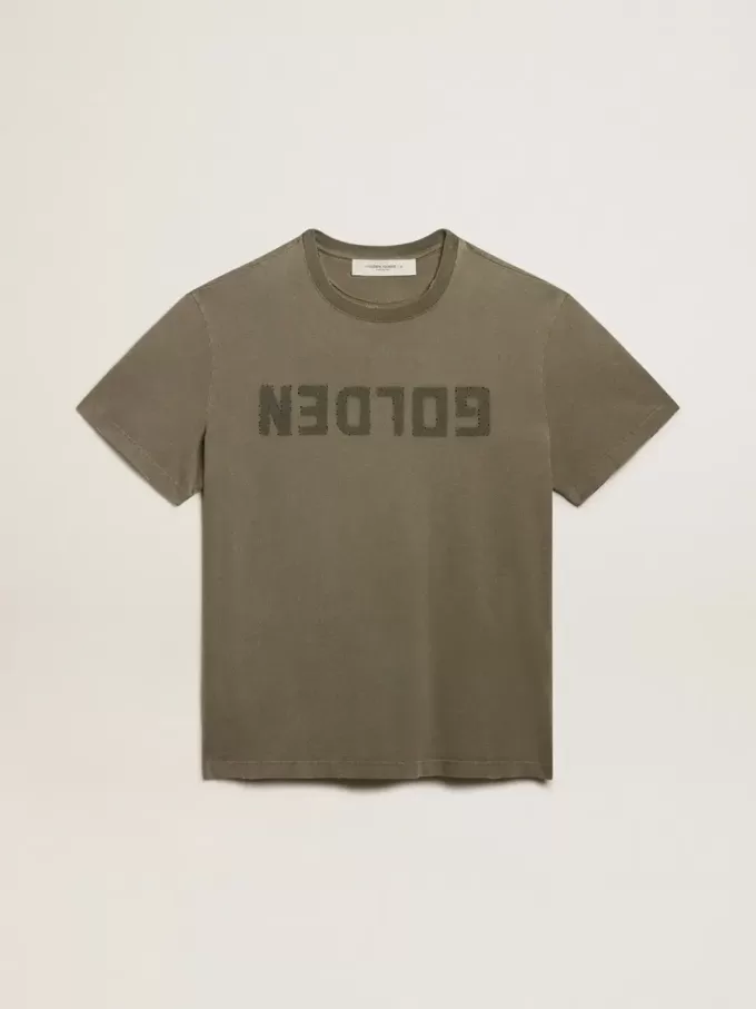 Camiseta de algodón para hombre en blanco envejecido con estampado en el corazón Camiseta de algodón para hombre en blanco envejecido con estampado en el corazón