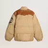 Cazadora bomber beige con detalles de cuero y parches Cazadora bomber beige con detalles de cuero y parches