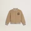 Cazadora bomber beige de felpa para niños Cazadora bomber beige de felpa para niños