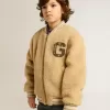 Cazadora bomber beige de felpa para niños Cazadora bomber beige de felpa para niños