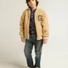 Cazadora bomber beige de felpa para niños Cazadora bomber beige de felpa para niños