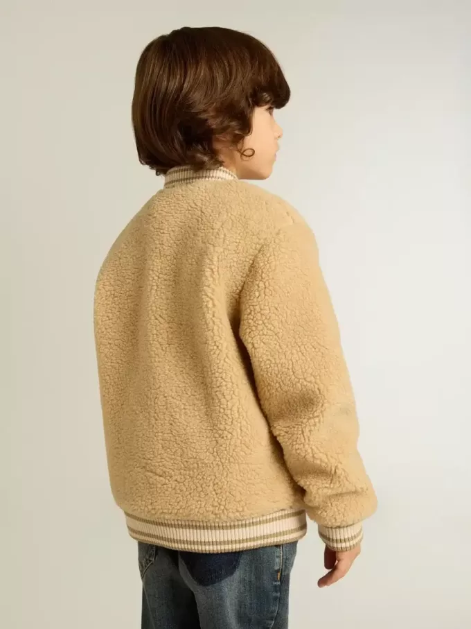 Cazadora bomber beige de felpa para niños Cazadora bomber beige de felpa para niños