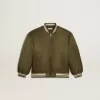 Cazadora bomber infantil de nailon verde militar con letras en la espalda Cazadora bomber infantil de nailon verde militar con letras en la espalda