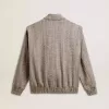 Cazadora bomber para mujer en lana marrón crudo con diseño en espiga Cazadora bomber para mujer en lana marrón crudo con diseño en espiga