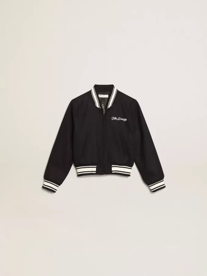 Cazadora bomber para niño en lana azul oscuro