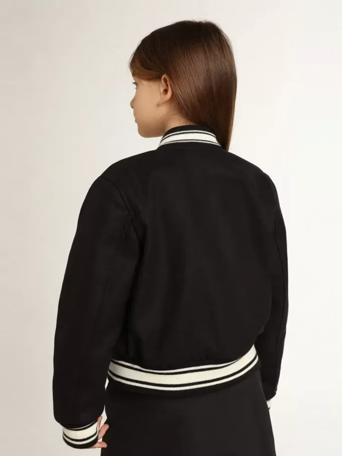 Cazadora bomber para niño en lana azul oscuro