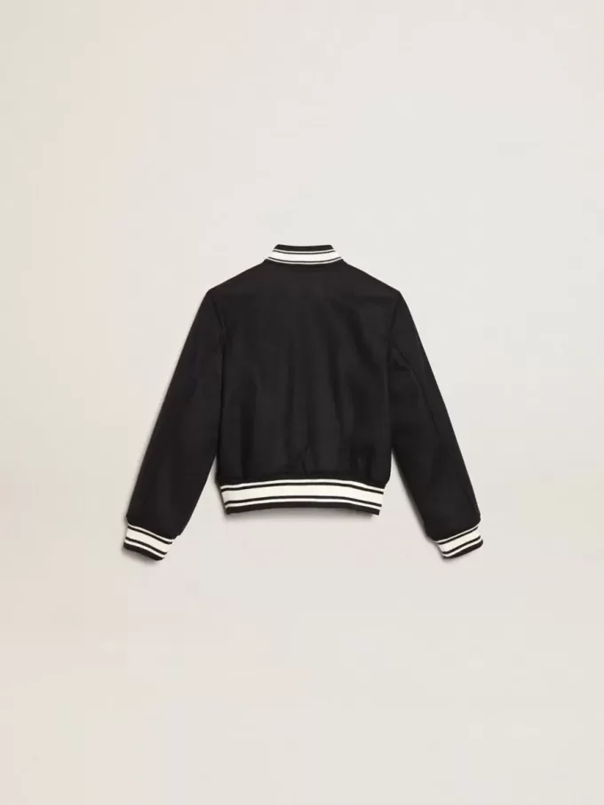 Cazadora bomber para niño en lana azul oscuro