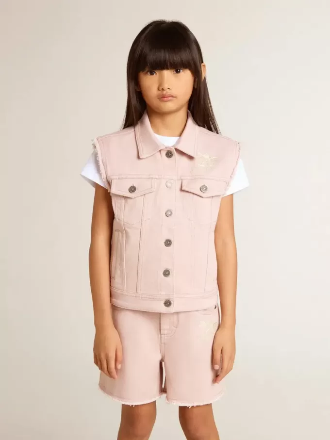 Chaleco vaquero rosa para niña Chaleco vaquero rosa para niña