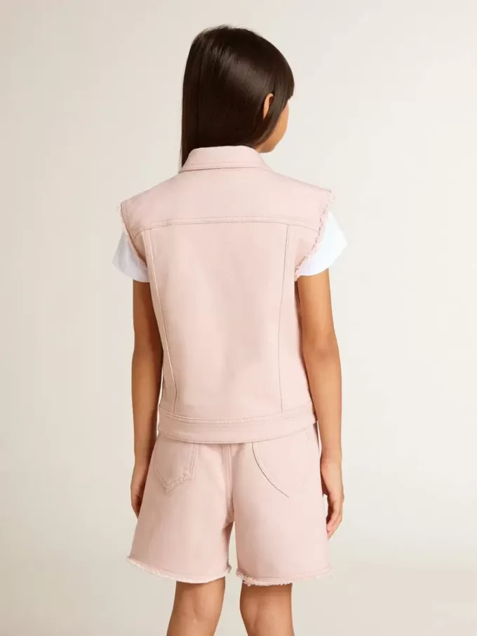 Chaleco vaquero rosa para niña Chaleco vaquero rosa para niña