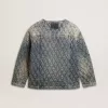 Chaqueta acolchada azul para mujer en denim de algodón con acabado desgastado Chaqueta acolchada azul para mujer en denim de algodón con acabado desgastado