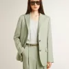 Chaqueta blazer de mujer en lana verde salvia Chaqueta blazer de mujer en lana verde salvia