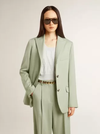 Chaqueta blazer de mujer en lana verde salvia