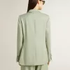 Chaqueta blazer de mujer en lana verde salvia Chaqueta blazer de mujer en lana verde salvia