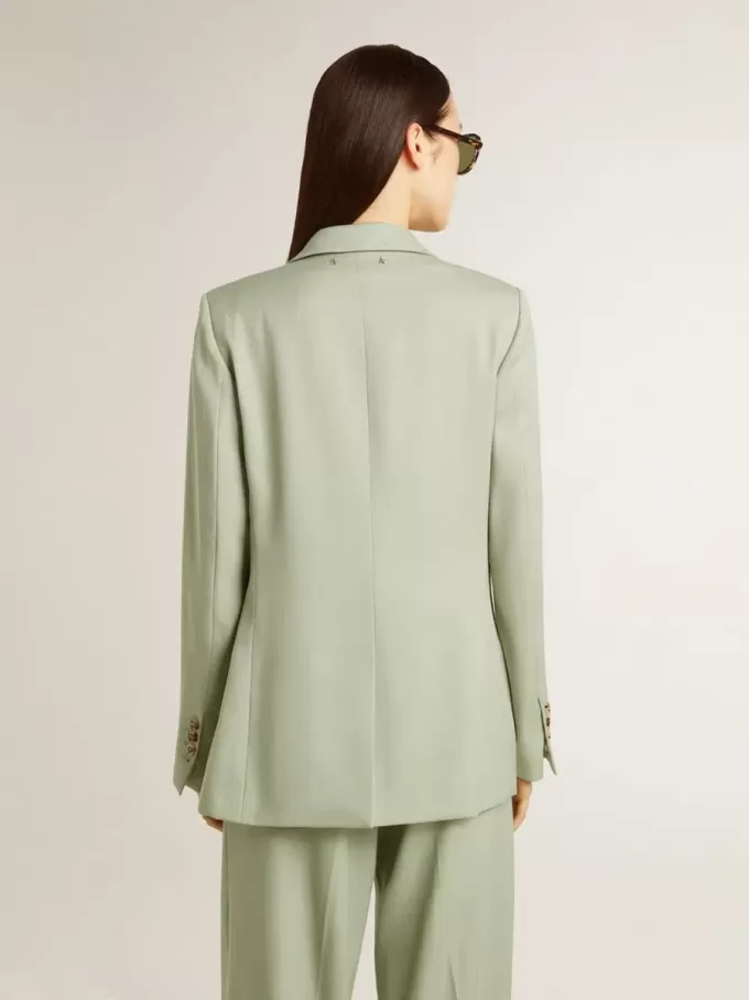 Chaqueta blazer de mujer en lana verde salvia Chaqueta blazer de mujer en lana verde salvia