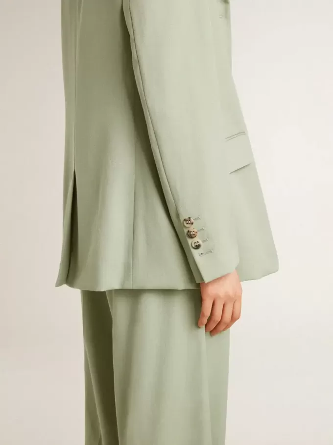 Chaqueta blazer de mujer en lana verde salvia Chaqueta blazer de mujer en lana verde salvia