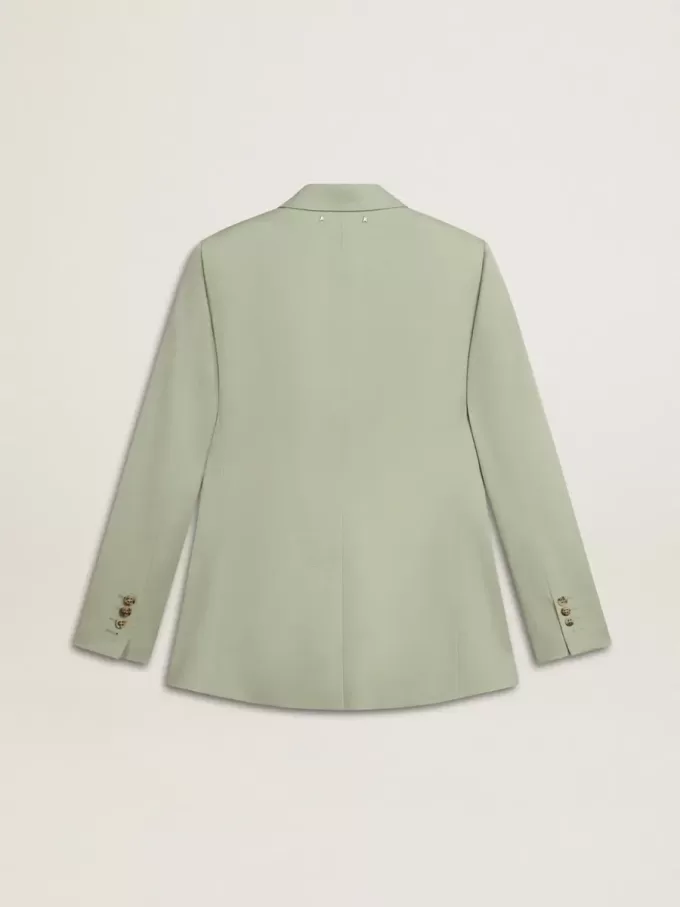 Chaqueta blazer de mujer en lana verde salvia Chaqueta blazer de mujer en lana verde salvia