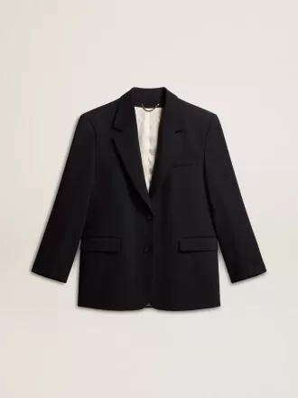 Chaqueta blazer de mujer en mezcla de lana negra