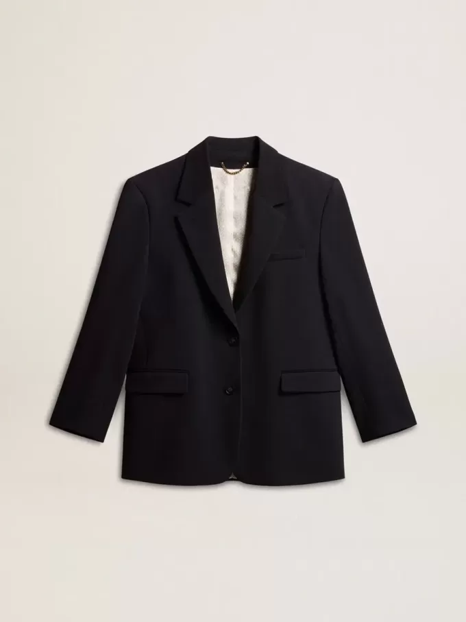 Chaqueta blazer de mujer en mezcla de lana negra Chaqueta blazer de mujer en mezcla de lana negra