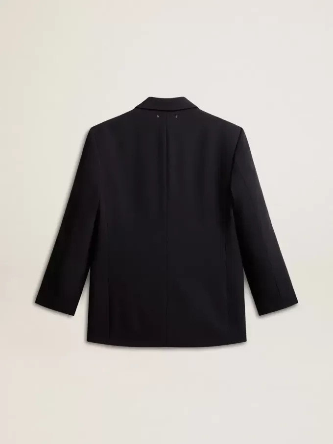 Chaqueta blazer de mujer en mezcla de lana negra Chaqueta blazer de mujer en mezcla de lana negra