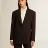 Chaqueta blazer de mujer en mezcla de lana negra Chaqueta blazer de mujer en mezcla de lana negra