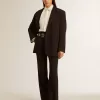 Chaqueta blazer de mujer en mezcla de lana negra Chaqueta blazer de mujer en mezcla de lana negra