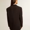 Chaqueta blazer de mujer en mezcla de lana negra Chaqueta blazer de mujer en mezcla de lana negra