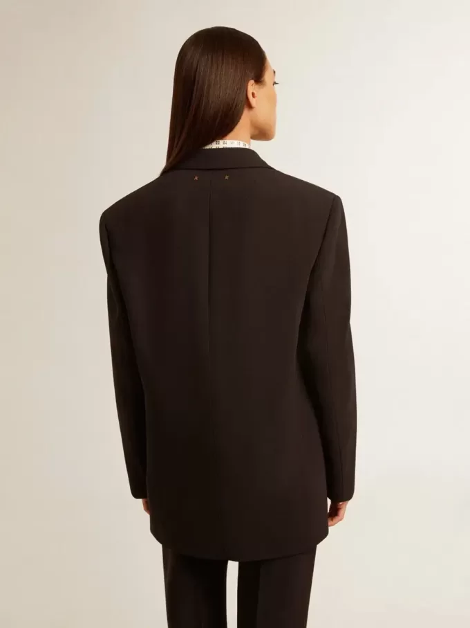 Chaqueta blazer de mujer en mezcla de lana negra Chaqueta blazer de mujer en mezcla de lana negra