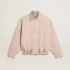 Chaqueta bomber de denim teñida de rosa para mujer Chaqueta bomber de denim teñida de rosa para mujer