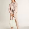 Chaqueta bomber de denim teñida de rosa para mujer Chaqueta bomber de denim teñida de rosa para mujer