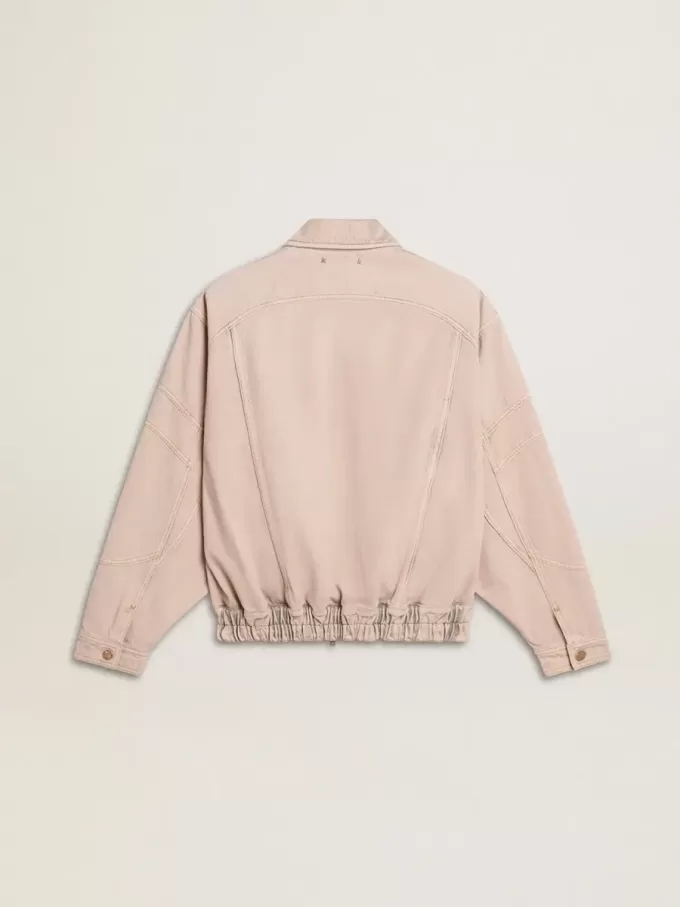 Chaqueta bomber de denim teñida de rosa para mujer Chaqueta bomber de denim teñida de rosa para mujer