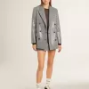 Chaqueta boyfriend de lana con doble botonadura, micro estampado de pata de gallo y lentejuelas Chaqueta boyfriend de lana con doble botonadura, micro estampado de pata de gallo y lentejuelas