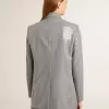 Chaqueta boyfriend de lana con doble botonadura, micro estampado de pata de gallo y lentejuelas Chaqueta boyfriend de lana con doble botonadura, micro estampado de pata de gallo y lentejuelas