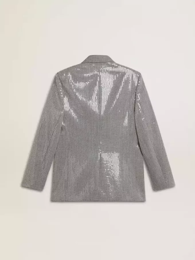 Chaqueta boyfriend de lana con doble botonadura, micro estampado de pata de gallo y lentejuelas Chaqueta boyfriend de lana con doble botonadura, micro estampado de pata de gallo y lentejuelas