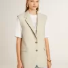 Chaqueta chaleco de mujer en mezcla de lana caqui Chaqueta chaleco de mujer en mezcla de lana caqui