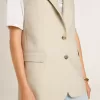 Chaqueta chaleco de mujer en mezcla de lana caqui Chaqueta chaleco de mujer en mezcla de lana caqui