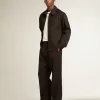 Chaqueta con cremallera para hombre en gabardina de lana negra Chaqueta con cremallera para hombre en gabardina de lana negra