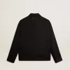 Chaqueta con cremallera para hombre en gabardina de lana negra Chaqueta con cremallera para hombre en gabardina de lana negra
