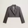 Chaqueta corta de mujer de lana azul claro con botonadura sencilla Chaqueta corta de mujer de lana azul claro con botonadura sencilla
