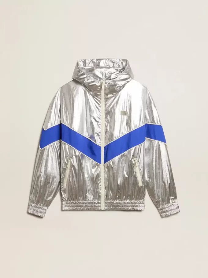 Chaqueta cortavientos para mujer en tejido técnico plateado Chaqueta cortavientos para mujer en tejido técnico plateado
