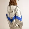 Chaqueta cortavientos para mujer en tejido técnico plateado Chaqueta cortavientos para mujer en tejido técnico plateado