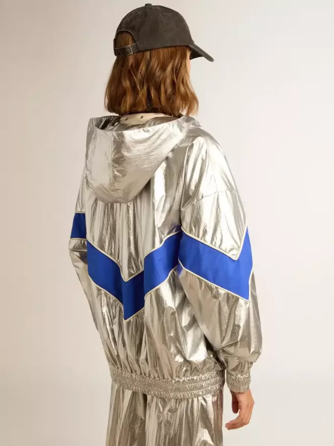 Chaqueta cortavientos para mujer en tejido técnico plateado Chaqueta cortavientos para mujer en tejido técnico plateado