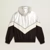 Chaqueta cortavientos para mujer en tejido técnico plateado y negro