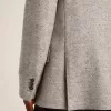 Chaqueta cruzada para hombre en seda gris y lana chevron