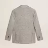 Chaqueta cruzada para hombre en seda gris y lana chevron