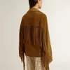 Chaqueta de ante color tabaco para mujer con flecos Chaqueta de ante color tabaco para mujer con flecos