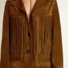 Chaqueta de ante color tabaco para mujer con flecos Chaqueta de ante color tabaco para mujer con flecos